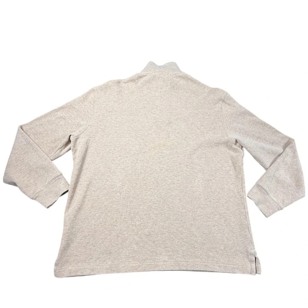 Polo Ralph Lauren Quarter Zip Pullover Mens Large Beige Excellent Leather Trim